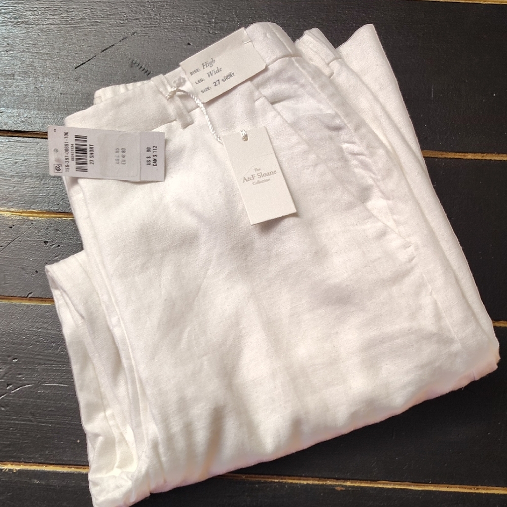 Abercrombie & Fitch White Wide Leg Pants